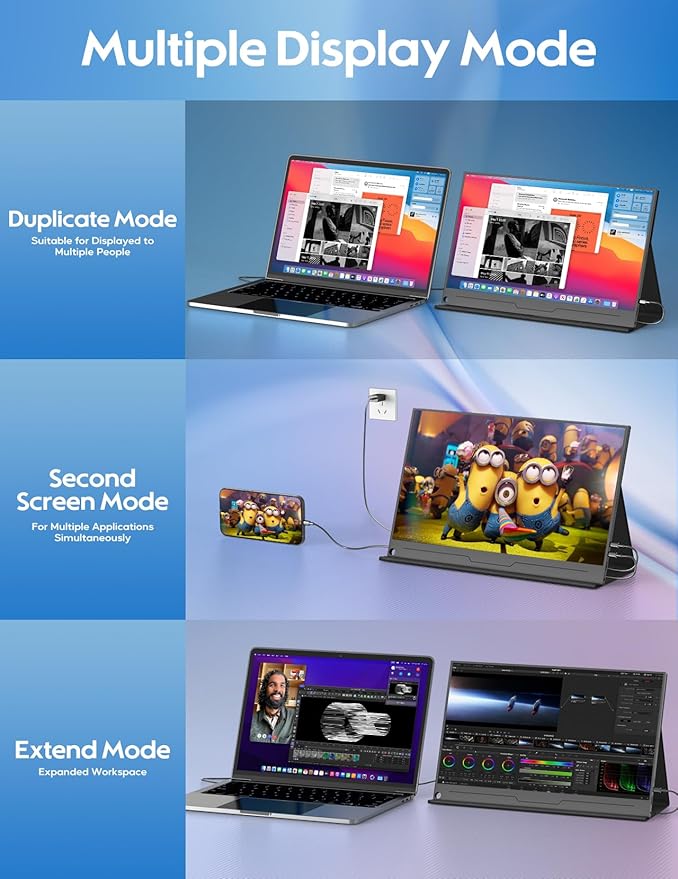 4K Portable Monitor 15.6 3840x2160 UHD USB-C HDMI Laptop Monitor 100% Adobe RGB IPS Computer Gaming Display HDR Travel Screen w/Speakers for Laptop Xbox PS5 Switch PC Phone