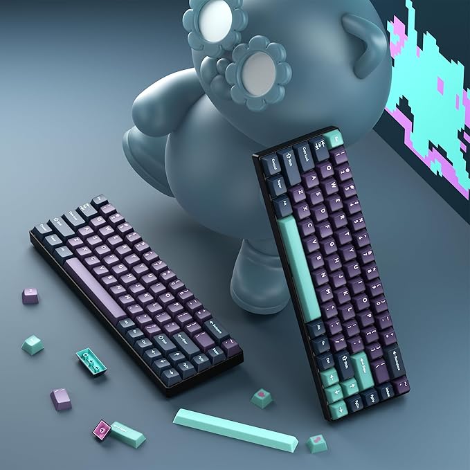 XVX Double Shot PBT Keycaps Set 216 Keys Cherry Profile Custom Keyboard Keycaps Jade Translucent Key caps Compatible with 61/64/68/84/87/100/104/108 ANSI and ISO Layout Mechanical Keyboard