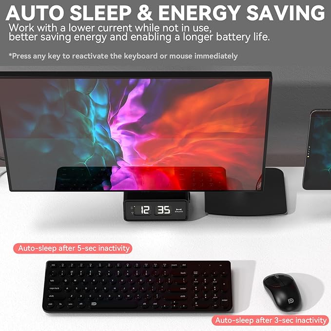 Wireless Keyboard and Mouse Combo FD iK6630 2.4GHz Cordless Cute Round Key Set Smart Power-Saving Quiet Slim Combo for Laptop ComputerTV and Mac