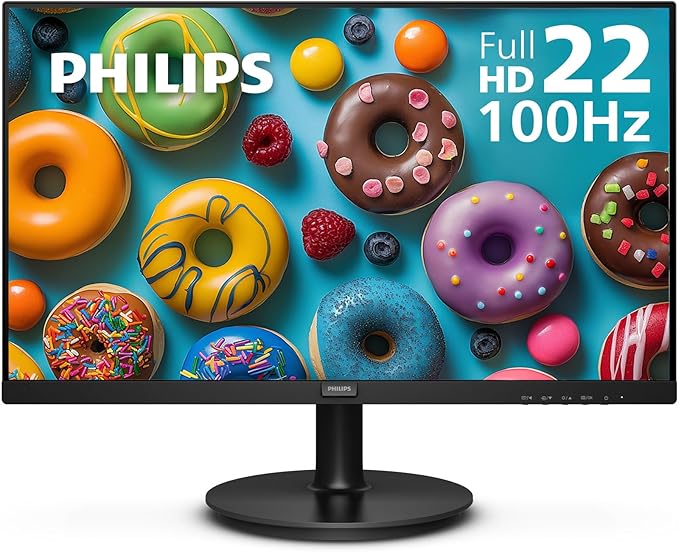 Philips 221V8LB 22 inch Class Thin Full HD (1920 x 1080) Monitor 100Hz Refresh Rate VESA HDMI x1 VGA x1 LowBlue Mode Adaptive Sync 4 Year Advance Replacement Warranty