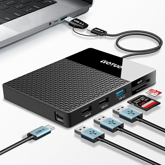 Portable 500GB Docking Station External Hard Drive Multiport USB-C Hub + HDD 7-in-1 USB 3.0 SD/TF Card Multi-Functional HDD for Windows Mac Android TV Phone Laptop Desktop PC