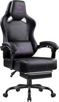 Waleaf Big and Tall Gaming Chair for Adults with Footrest 400lbs Weight Capacity Video Game Chairs for Office Ergonomic Computer Gaming Chair with Lumbar Support and Headrest (Purple)