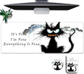 Large Mouse Pad Set Desk Mat + Elbow Rest Pad + Coaster Easy Typing Pain Relief Ergonomic Arm Rest Pad with Memory Foam Extended Desk Pad Anti-Slip Rubber Base for Office Home Funny Black Cat