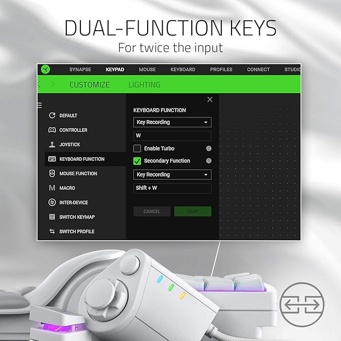 Razer Tartarus Pro Gaming Keypad: Analog-Optical Key Switches USB Mini Wired Gaming Keyboard Macro Pad for PC Gaming Compatible with Windows or Mac Computer (Renewed)