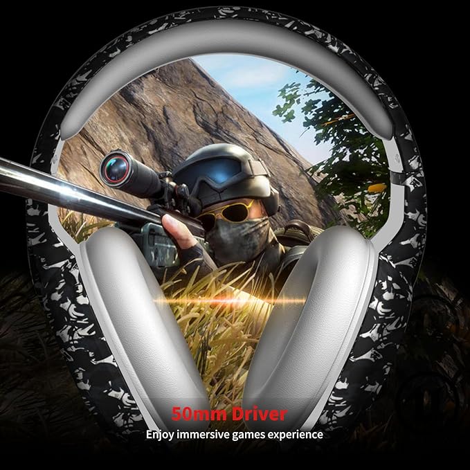 ZIUMIER Camo Gaming Headset for PS4 PS5 Xbox One PC Laptop Mac Switch 3.5MM Wired Gaming Headphones with Microphone Bass Surround LED Light Camouflage