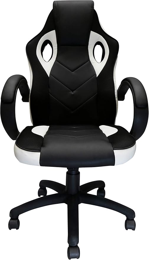 Nicer Furniture Gaming Chair Reclining Racing Game Chair Ergonomic Computer Chair for Gamer with Back Tilt and Armrest (White)