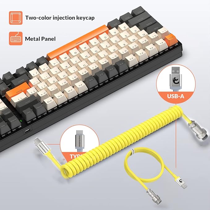 ZIYOULANG K3 Mechanical Gaming Keyboard and Mouse Combo - 98Key RGB Backlit Blue Switch Ultra-Light Honeycomb Shell Mouse Compact Design Wired Coiled Cable for PC/Mac/Windows (Shimmer)