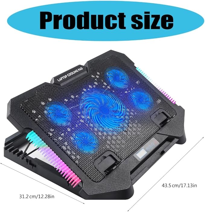 Laptop Cooling Pad Laptop Coolers for Notebook Gaming Fan Stable Stand Adjustable with 2 USB Port and Phone Holder
