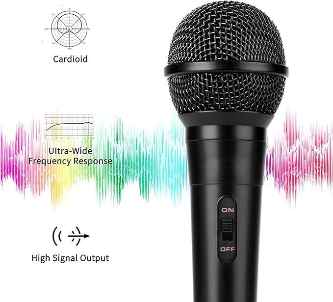 Microphone Professional Cable Dynamic Karaoke Microphone for Singing Metal Handheld Mic Compatible with Karaoke MachineSpeakerAmpMixer Cordless Microphone