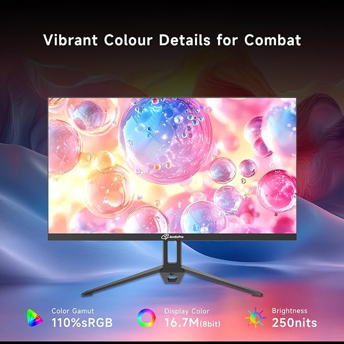 ArcticPro Gaming Monitor 100Hz 240Hz FHD 1080p 1ms Adaptive sync 3000:1 Contrast PC Monitor 3-Sided Frameless Ultra Slim 120% sRGB Bluelight Filter