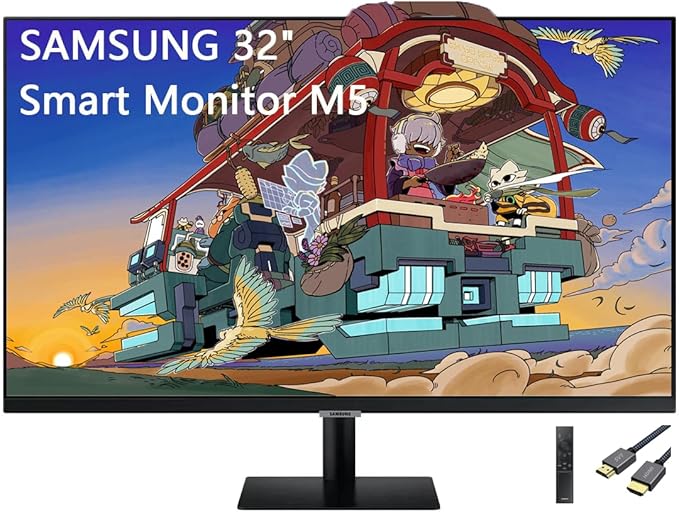 Samsung 32 M5 Series FHD Smart Monitor Streaming TV Multiple Ports HDMI 60Hz 4ms Black with HDMI Cable