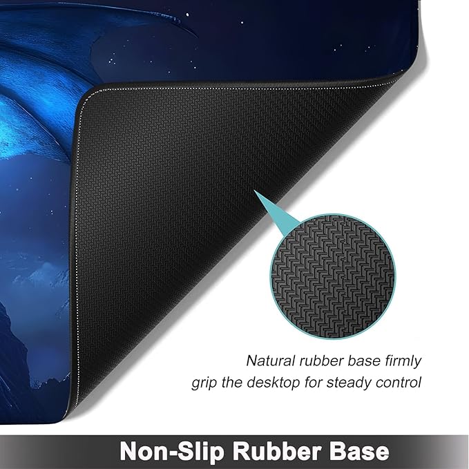 Large Mouse pad and Keyboard Support Set Ergonomic Memory Foam Keyboard Wrist Rest Extended Gaming Mouse Pad with Stitched Edges Blue Dragon XXL Desk Mat (31.5 X 11.8 in) for Home Office