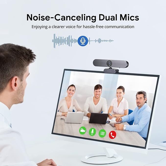 DEPSTECH Webcam 4K Zoomable Webcam with Microphone and Remote Equipped with Sony Sensor 3X Digital Zoom Noise-Canceling Mics Auto-Focus Computer Camera for PC/Mac/Laptop/Zoom/Teams/OBS/Google