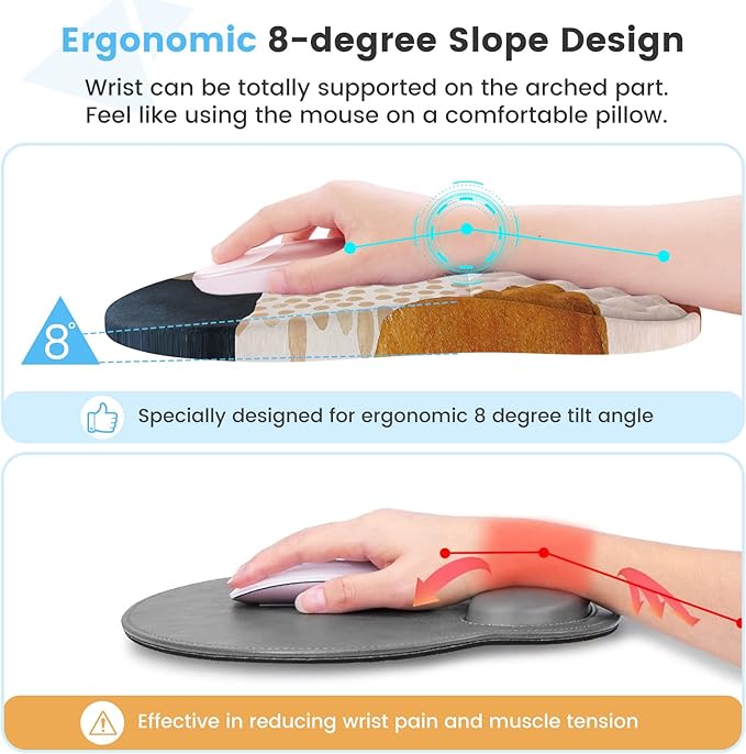 HAOCOO Ergonomic Mouse Pad Wrist Support and Keyboard Wrist Rest 3 PCS Computer Carpal Tunnel Mouse Pads for Desk with Coaster Set Memory Foam Mousepad with Non-Slip PU Base for Home Office Boho