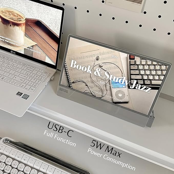 SOTSU UltraSlim 12.5 Portable Monitor | Ultra-Thin Lightweight Aluminum Design | FHD 1920x1080 IPS | 5W Power Efficient | Glass Cover | Compatible with Laptop Phone &amp DeX | Travel &amp Remote W