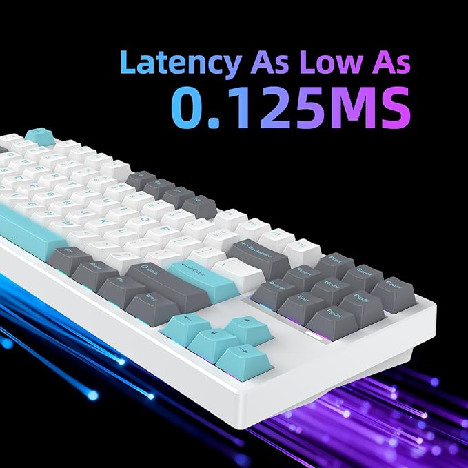 FE87 V2 Wired Mechanical Keyboard Dual 8KHZ Polling Rate Support SODC/Latency As 0.125MS/ARGBHot Swappable Gasket Sturcture Gaming Keyboard (White/Green Phoenix Switch)