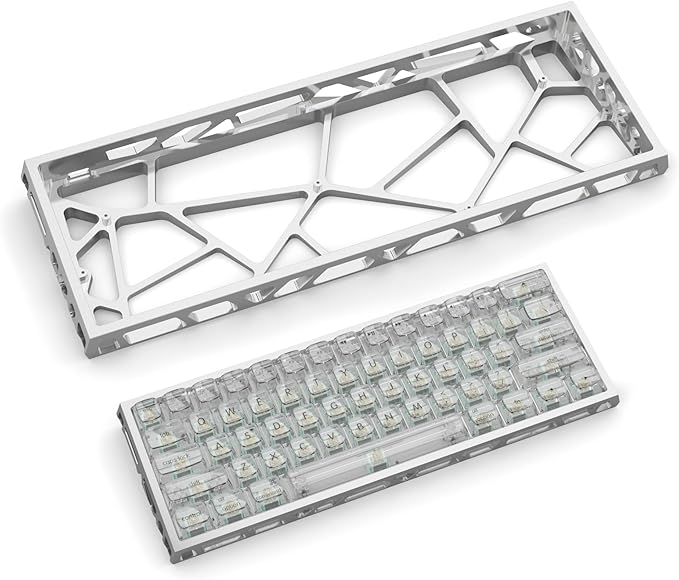 kutethy KY60 Hollow Out Aluminum Keyboard Case60% Mechanical Keyboard Shell Custom Keyboard Barebones Compatible with Wooting60 Mad60 Win60 GH60 60HE (Silver)