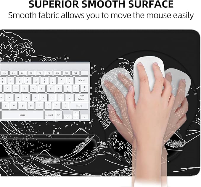 LATEEFAH Mouse Pad with Wrist Rest Large Mouse Pad Ergonomic Gaming Desk Pad Keyboard Wrist Rest Set 4-in-1 Desk Mat Keyboard Mat for Home Office