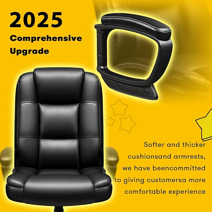 OFIKA Home Office Chair 400LBS Big and Tall Computer Chair Heavy Duty Design Ergonomic High Back Cushion Lumbar Back Support Adjustable Executive Leather with Armrest