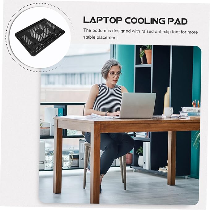 Tofficu Laptop Cooling Pad with Slip Feet Air Cooling Stand for Laptops Ergonomic Design for Neck Relief for Home Office Use
