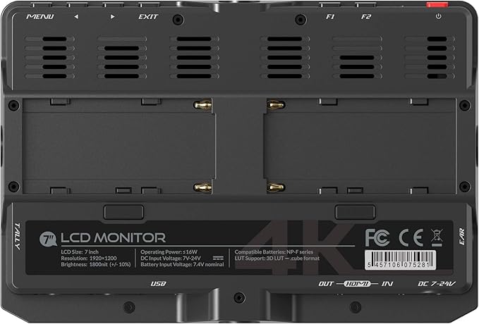 LILLIPUT H7 4K 7 inch Field Monitor Ultra Bright 1800nit HDMI Input Output 1920x1200 IPS with 3D Lut On-Camera Monitor + F970 Battery and Charger