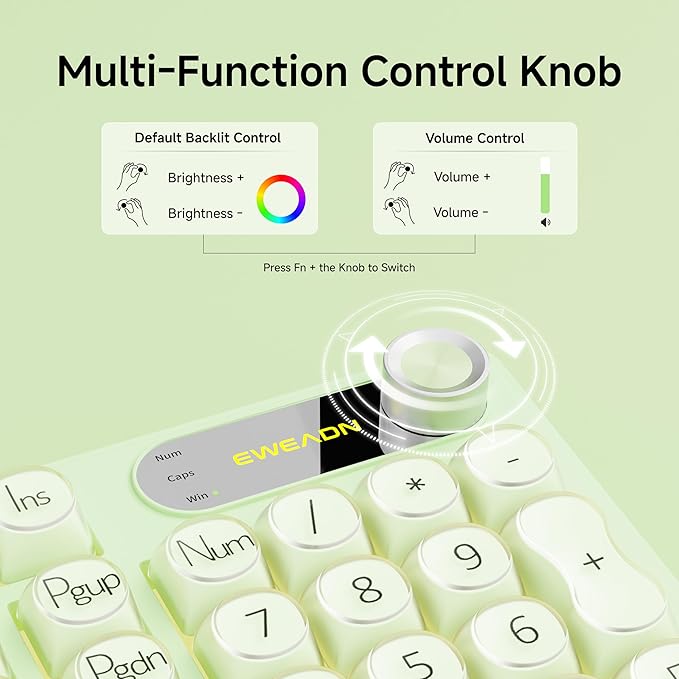 V102 Wired Keyboard 98 Keys Creamy Gaming Keyboard with Number Pad Display Screen &amp Media Knob RGB Silent Wired Cute Computer Keyboard for Laptop PC Gamer - Green