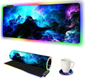 ARTSO RGB Gaming Mouse Pad Large Extended LED Mouse Mat XXL 35.4x15.7 inch 14 Lighting Modes 2 Brightness Non-Slip Rubber Base Mousepad Waterproof Keyboard MatFantasy Nebula Sky
