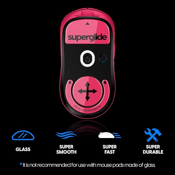 Superglide Glass Mouse Skates for Logitech G Pro X Superlight - Polished Edge Ultra Smooth Glide Compatible with Glass Mousepads Durable Gaming Feet (Type-S Magenta)