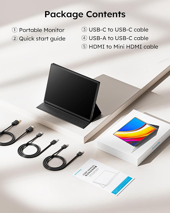 Portable Monitor10.5 HDR 1280P Ultra-Thin 100% sRGB Travel Portable Monitor for Laptop 420 Nits Mini Secondary Display with Protective Case &amp Speaker Monitors for Laptop PC Mac Phone PS4/5 Xb