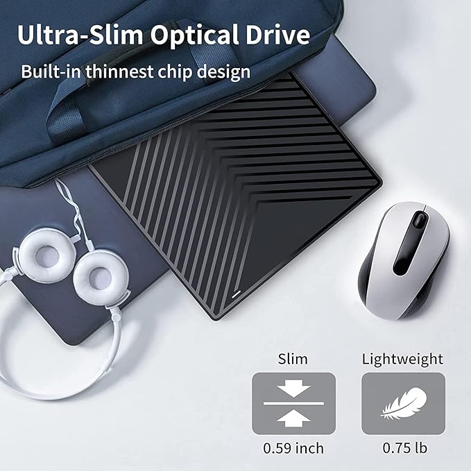 External DVD CD Drive USB 3.0 and Type-C External CD/DVD Drive DVD Burner with SD/TF Card Burner and 4 USB [7 in 1] External DVD Drive for Windows/Linux//Laptop/Desktops/PC