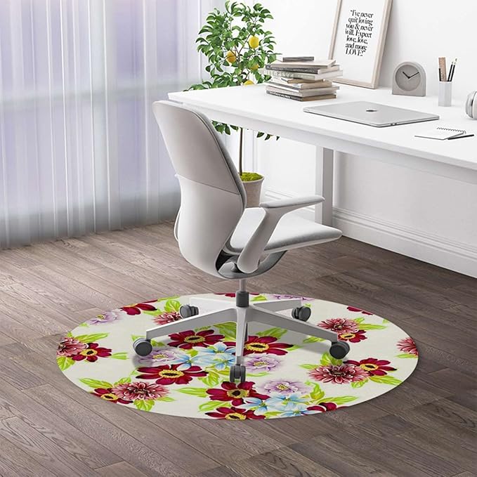 Pink Watercolor Chair Mat for Hardwood Floor Anti-Slip Office Chair Mat Hawaiian Exotic Floral Island Office Chair Mat for Carpeted and Hardwood Floor Gaming Chair Mat Floral Diameter 47.2 in