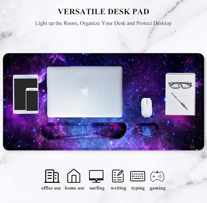 LATEEFAH Mouse Pad with Wrist Rest Desk Mat + Keyboard Wrist Rest Set Desk Pad for Keyboard and Mouse 4-in-1 Large Mouse Pad with Wrist Support for Office Home