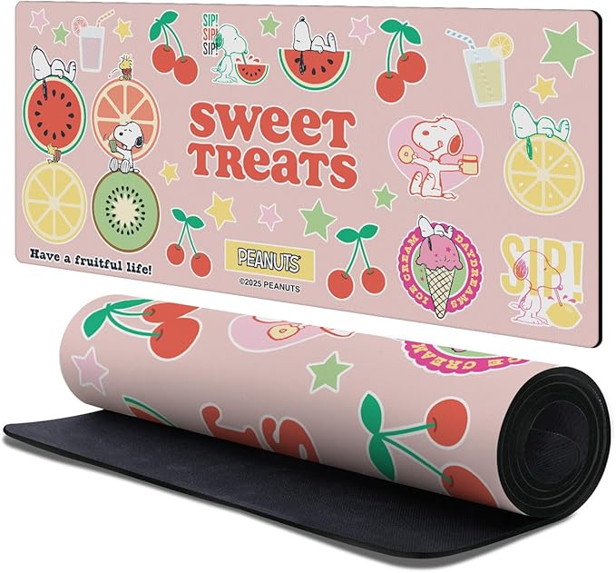 Head Case Designs Officially Licensed Peanuts Snoopy Fruit Treats Graphics 37.4 x 15.75 x 0.16 inches (900 x 400 mm) - XL Gaming Office Desk PC Keyboard Mouse Mat Pad