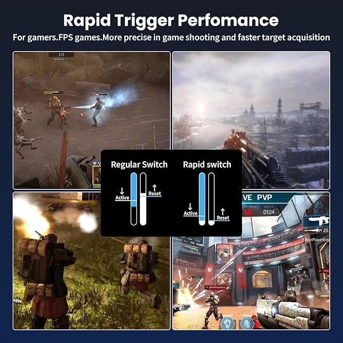 ATTACK SHARK X68 HE 8000Hz Rapid Trigger Keyboard 0.01mm RT Accuracy Wired Gaming Keyboard with Magnetic Switch Adjustable Actuation Rapid Trigger Snap Tap RGB Lighting for PC/Mac White Contours