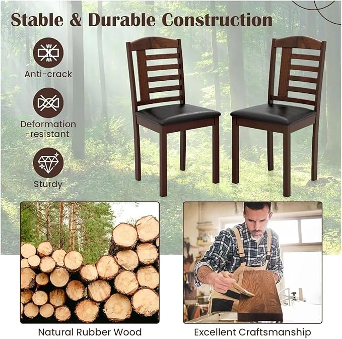 Adjustable Office Computer Chair with Armrest 1pcs Brown Black Dining Chairs with Leather Padded Seat and Rubber Wood Frame