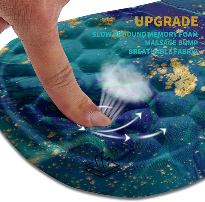 Hokafenle Ergonomic Mouse Pad Wrist Support Wrist Rest Mousepad for Carpal Tunnel Pain Relief with Integrated Memory Foam Slope Massage Bulge (11.8x7.9 inchBlue Gold