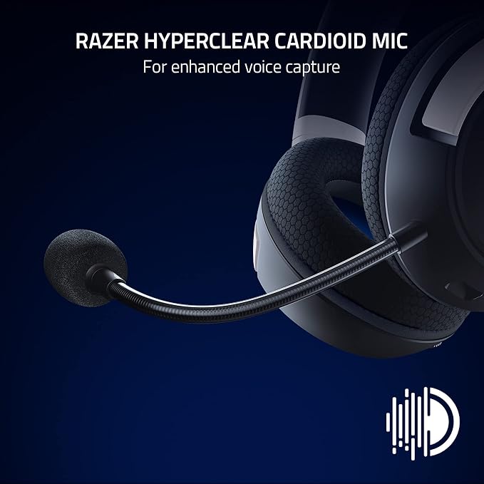 Razer Kaira HyperSpeed Wireless Gaming Headset for PlayStation/PC Mobile: 50mm Drivers - HyperClear Cardioid Mic - Memory Foam Cushions - Bluetooth - 30 Hr Battery - White &amp Black (Renewed)