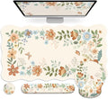 Scalloped Office Desk Cover Mat+Keyboard Wrist Rest+Mouse Wrist Rest+Coaster SetScalloped Desktop mat for Teacher Desk CoverPastel Home Office Essentials