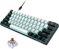 Snpurdiri 60% Wired Mechanical Gaming Keyboard Ice Blue LED Backlit 61 Keys Mini Wired Office Keyboard for Windows Laptop PC Mac (Black-White Brown Switches)