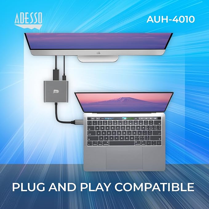 Adesso USB C Docking Station Multiport Adapter Dongle Type C Hub HDMI Support 4K@30Hz 100W Max PD Charging USB for MacBook Windows Laptop (TAA Compliant)