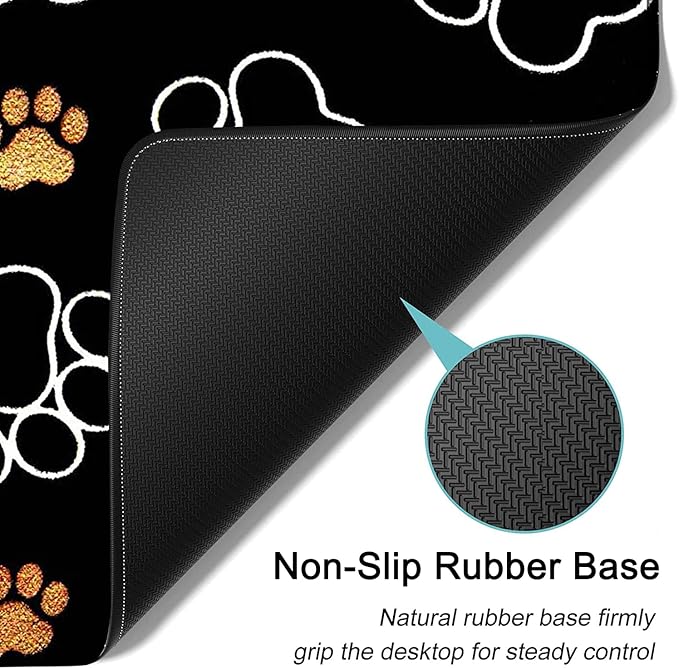 Large Mouse Pad Extended Office Desk Pad 31.5x11.8in Ergonomic Memory Foam Mouse Wrist Rest Support for Home Office Computer Writing Pad Gold White Cute Dog Paws Prints XXL Black Gaming Mouse Mat