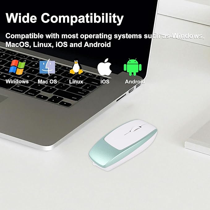Bluetooth Mouse Rechargeable Portable Mini Computer Mice with TF Card Reader 3 Adjustable DPI Optical Lightweight Silent Wireless Mouse for Laptop Tablet Cell Phone Windows Mac OS Android iOS Green