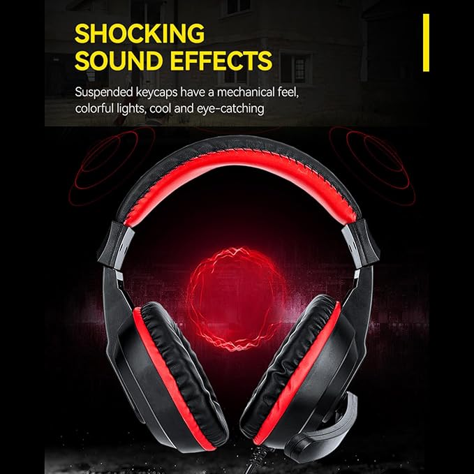 Docooler Gaming Keyboard and Mouse Combo Gaming Keyboard and Mouse and Mouse pad and Gaming Headset Wired LED RGB Backlight Bundle for PC Gamers