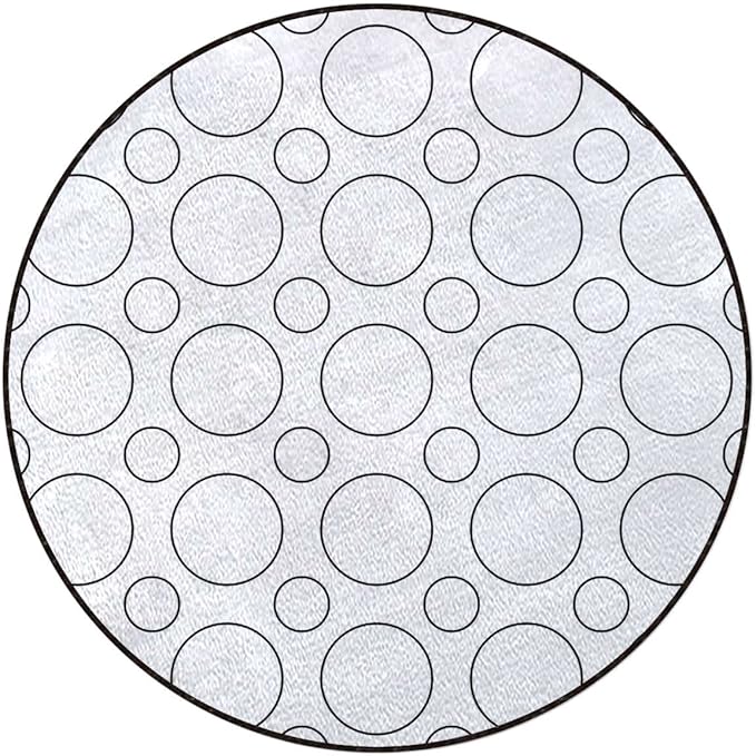 Abstract Office Chair Mat Non Slip Round Floor Mat for Hardwood Floor and Protector for Rolling Chair Circles Brush Geometric CirclesBlack White Diameter 47.2 in