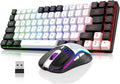 RedThunder K84 Wireless Keyboard and Mouse Combo LED Rainbow Backlit Rechargeable Battery 75% Layout TKL Ultra Compact Gaming Keyboard &amp Lightweight 3200 DPI Honeycomb Optical Mouse (White-Black