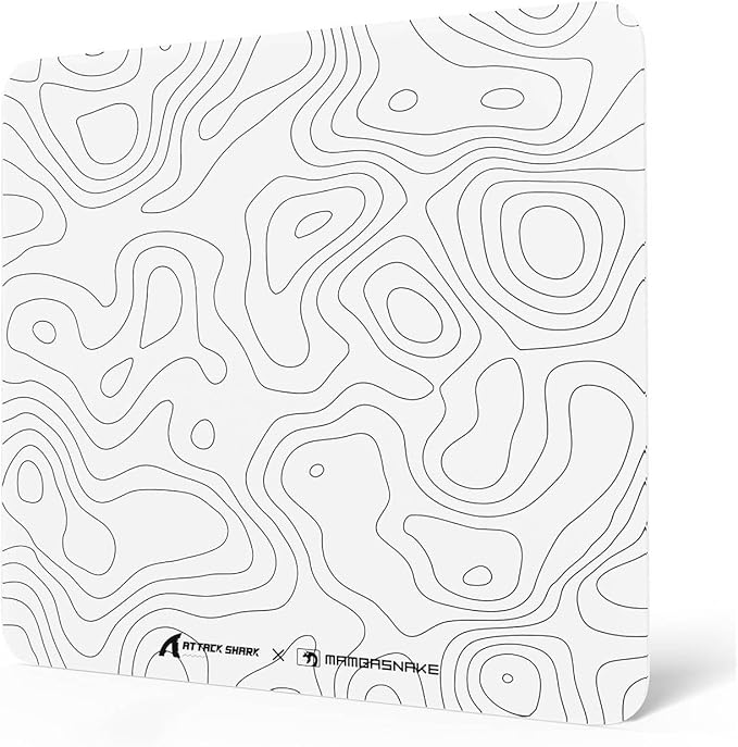 Attack Shark CM05 Contour Glass Gaming MousepadNano-Micro-Etched TextureSmooth Glass SurfaceHigh AccuracyFast-MovingAnti-ScratchPU Leather Super Non-Slip BaseLarge Size(450×400mm)White contour