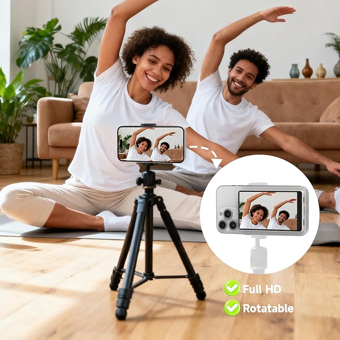 Vamvo Selfie Monitor Screen Vlog Magnetic with Remote Control 1080P Wireless Screen Mirroring Video Recording for Android iOS for Content Creator Live Stream &amp TikTok (White)
