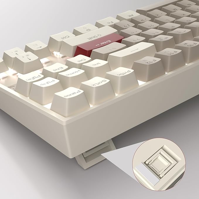 MageGee 75% Mechanical Gaming Keyboard Brown Switch LED White Backlit 87 Keys Compact TKL Wired Computer Keyboards for Windows Laptop PC Gamer - Retro Grey/White