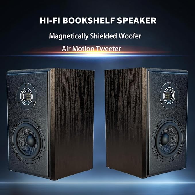Bluetooth Computer Speakers for Record Player DC Powered Studio Speaker for TV with AMT Tweeter and Optical/RCA/BT/HDMI(ARC) Inputs Black