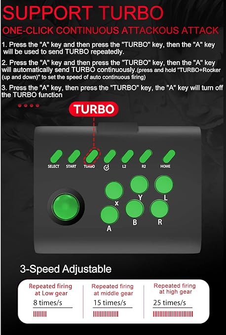arVin Arcade Fight Stick Joystick Game Controller for iPhone iOS Android PC Fighting Stick for Nintendo Switch/PS3/PS4 Arcade Rocker Gamepad with Turbo &amp Marco for Emulators/Cloud/PS Remote Play/S